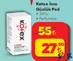 KOTEX İNCE GÜNLÜK PED 34'LÜ KOTEX İNCE GÜNLÜK PED 34'LÜ